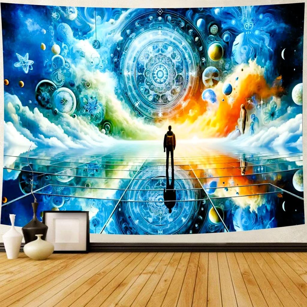 Delur Time Travel Tapestry Galaxy Meditation Universe Starry Sky Wall Hanging Tapestry Milky Way Outer Space Abstract Psychedeli