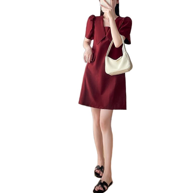 Women s Summer 2026 French Chic Wine Red Doll Dress - Loose Fit and Slimming Design M (100-110 jin) вино красного