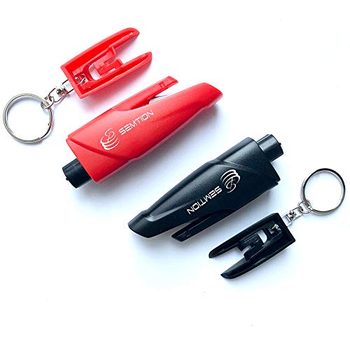 

SEMTION Автомобильный аварийный молоток для эвакуации Молоток безопасности с брелоком Набор из 2 штук (Черный Красный)