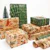 Crease-Free Christmas Gift Wrap Roll with Floral & Bird Designs, Yellow Kraft, 43x300cm