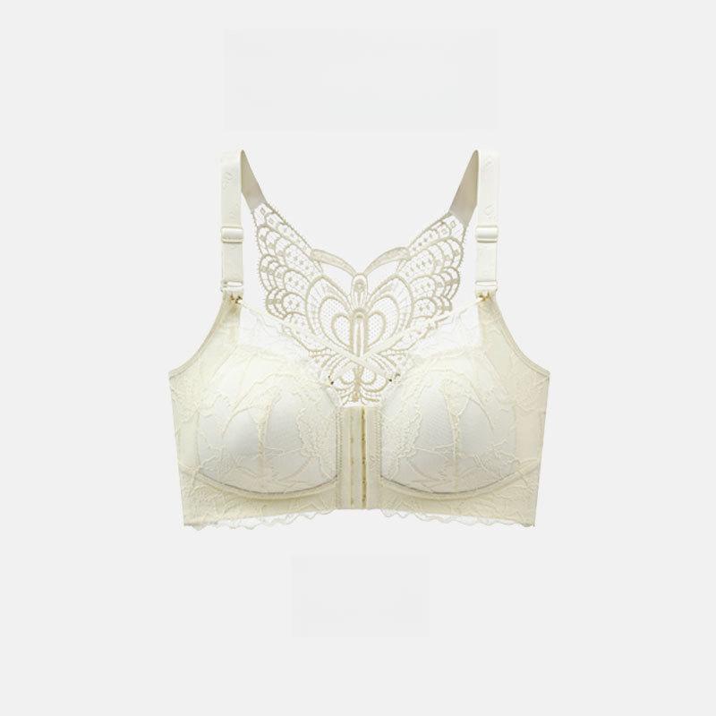BH mit Knopfleiste vorne für Damen Schmetterlingsrücken Übergröße Unterwäsche für Damen Verstellbarer Typ ohne Bügel Brustretraktions-BH