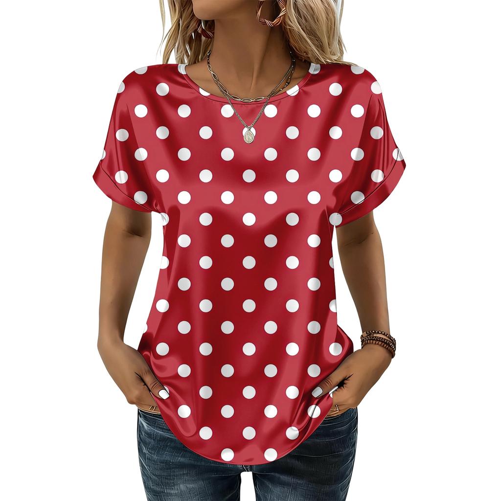 Modisches Lässiges Vintage Bedrucktes Top für Damen Modische Lässige Gepunktete Bluse für Damen