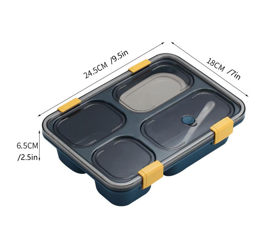 Divided Bento Box for Students Three Divided Lunch Box Covered Soup Box Plastic Kitchen Tableware Microwave Sealed Lunch Box