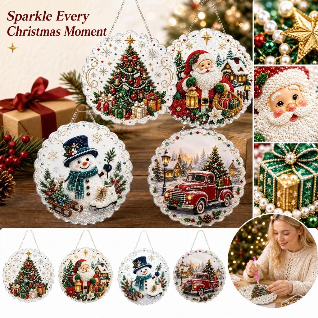Christmas Hanging Ornament DIY Kit with Adhesive for Holiday Tree Decorations