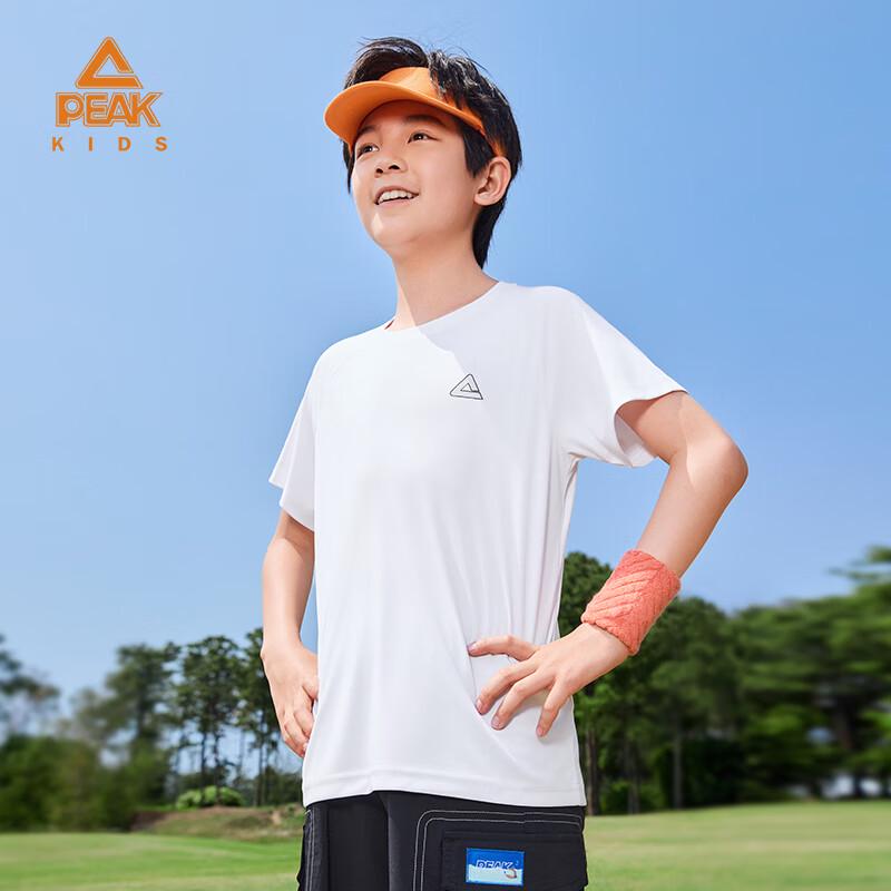 PEAK Kids Solid Color Short Sleeve T-Shirt 130 белый