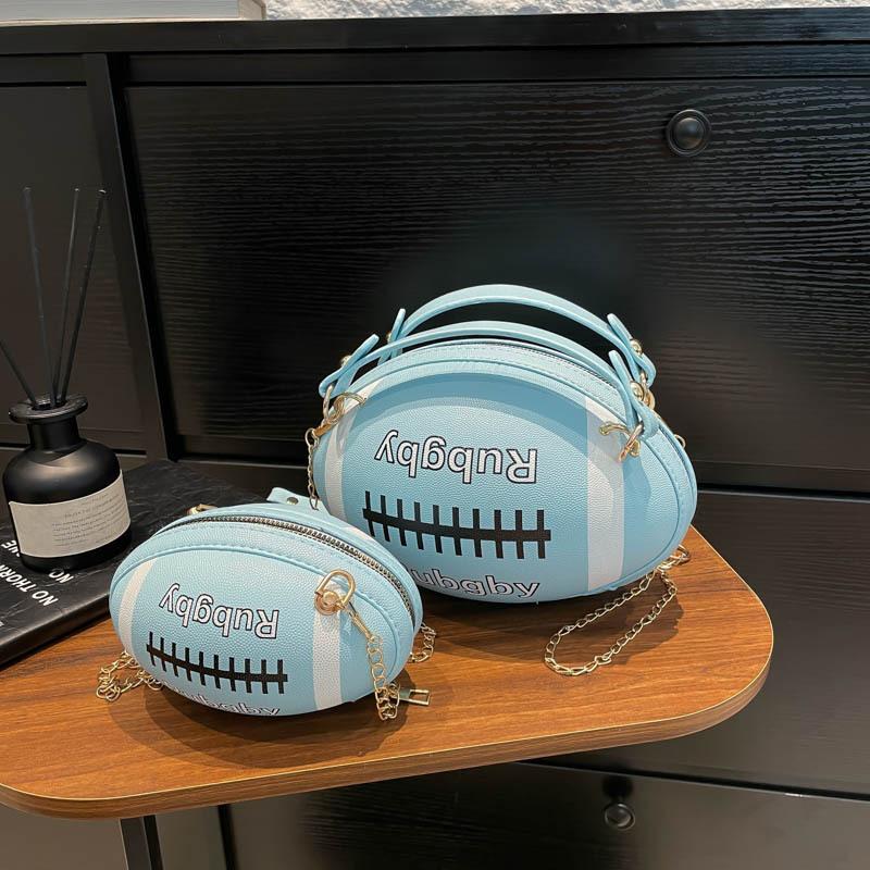 Personalized Rugby Small Bag 2025 New Japanese Soft Girl Cartoon Fashion Shoulder Chain Crossbody Small Round Bag Pu