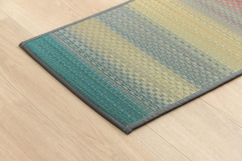 IKEHIKO Igusa Kitchen 43 x Natural Antibacterial and Made in Casual Style Mat, Rectangular, F-Zigue Gray, Approx. 120cm, Gradient, Deodorizing, Japan,