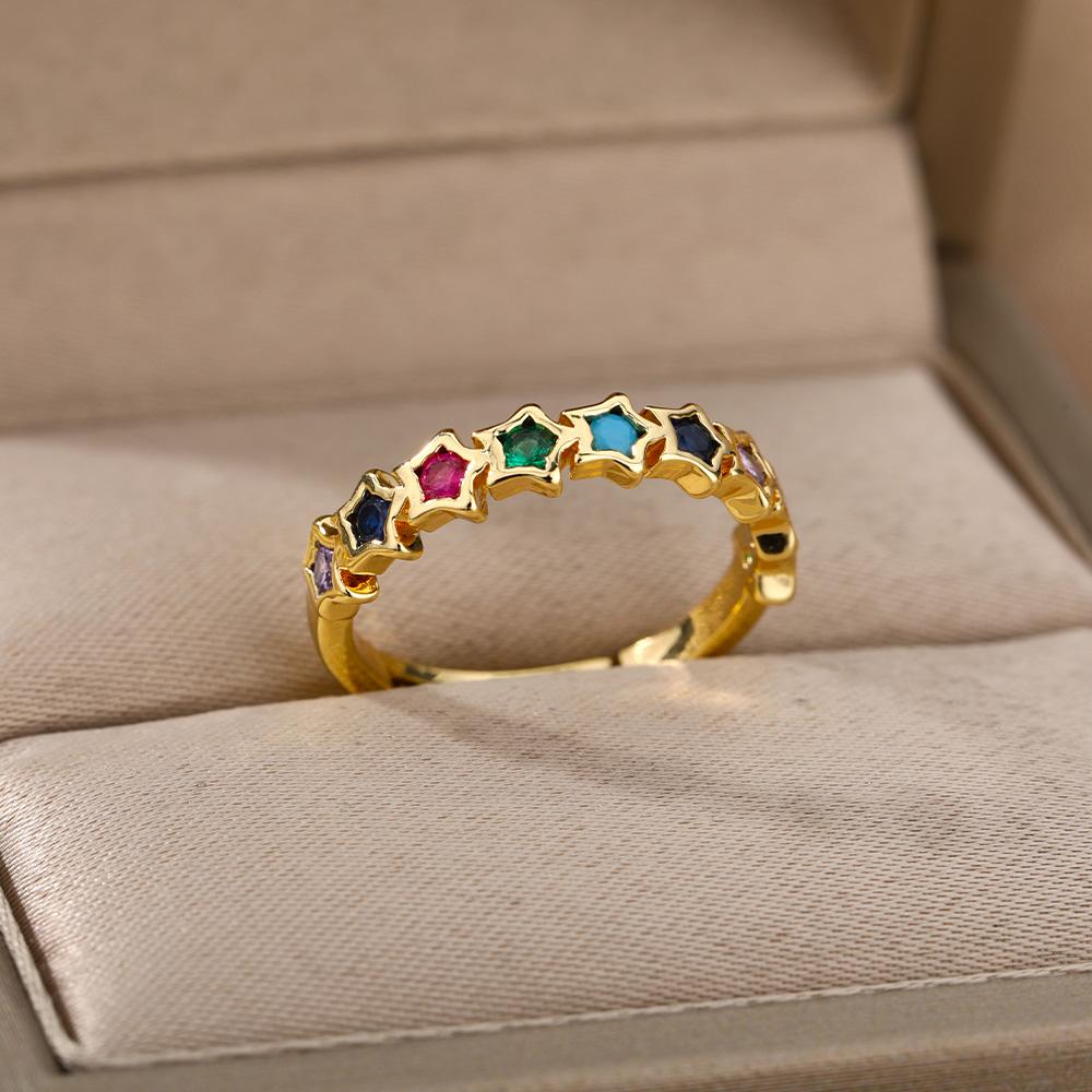 Zircon Engagement Wedding Rings For Women Gold Color Stainless Steel Ring Female Finger Jewelry Birthday Gift Free