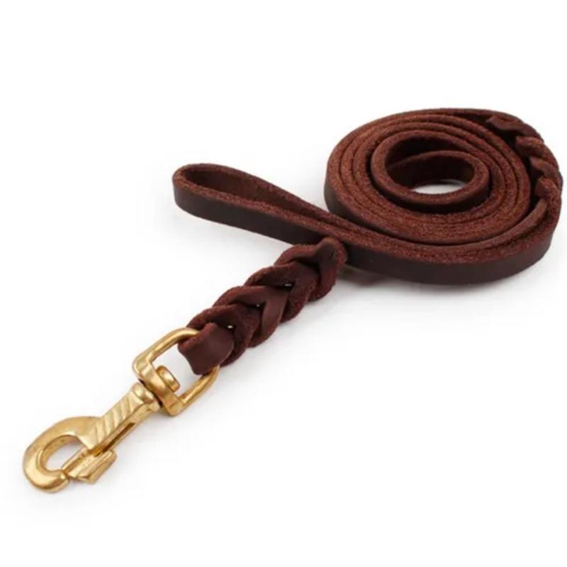 Training Walking With Copper Hook Leather Braided Dog Leash Brown Soft Dog Traction Rope Durable Long German Shepherd