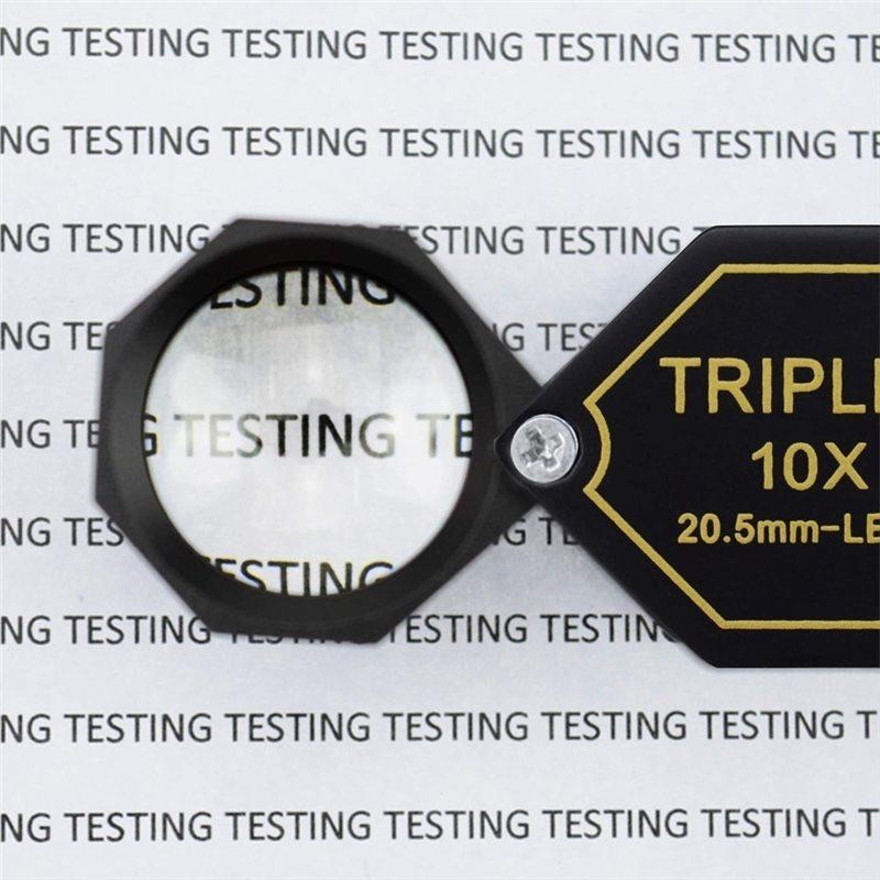 A25F-Jewelry Loupe 10X Magnifier 20.5Mm Triplet Lens Optical Glass Pocket Tool For Gems For Jeweler, Stamp Philatelist
