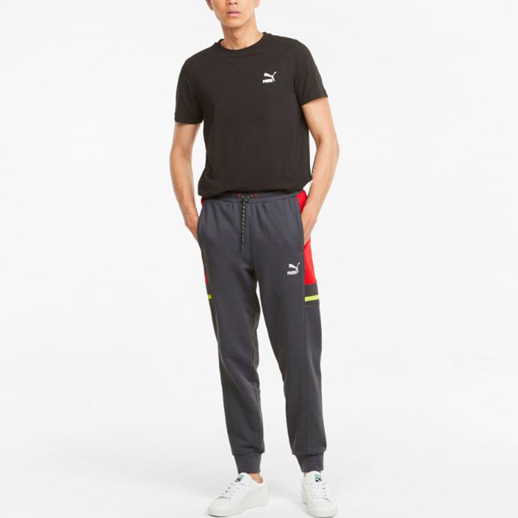 Puma Colorblock Joggers With Drawstring Men Bottoms Black Tan 533206-64