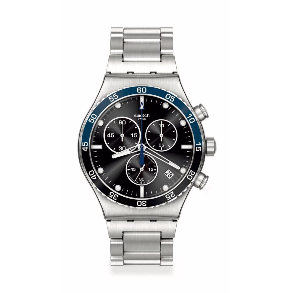 Swatch New Irony Chrono Watch, Dark Blue, Gray, YVS507G