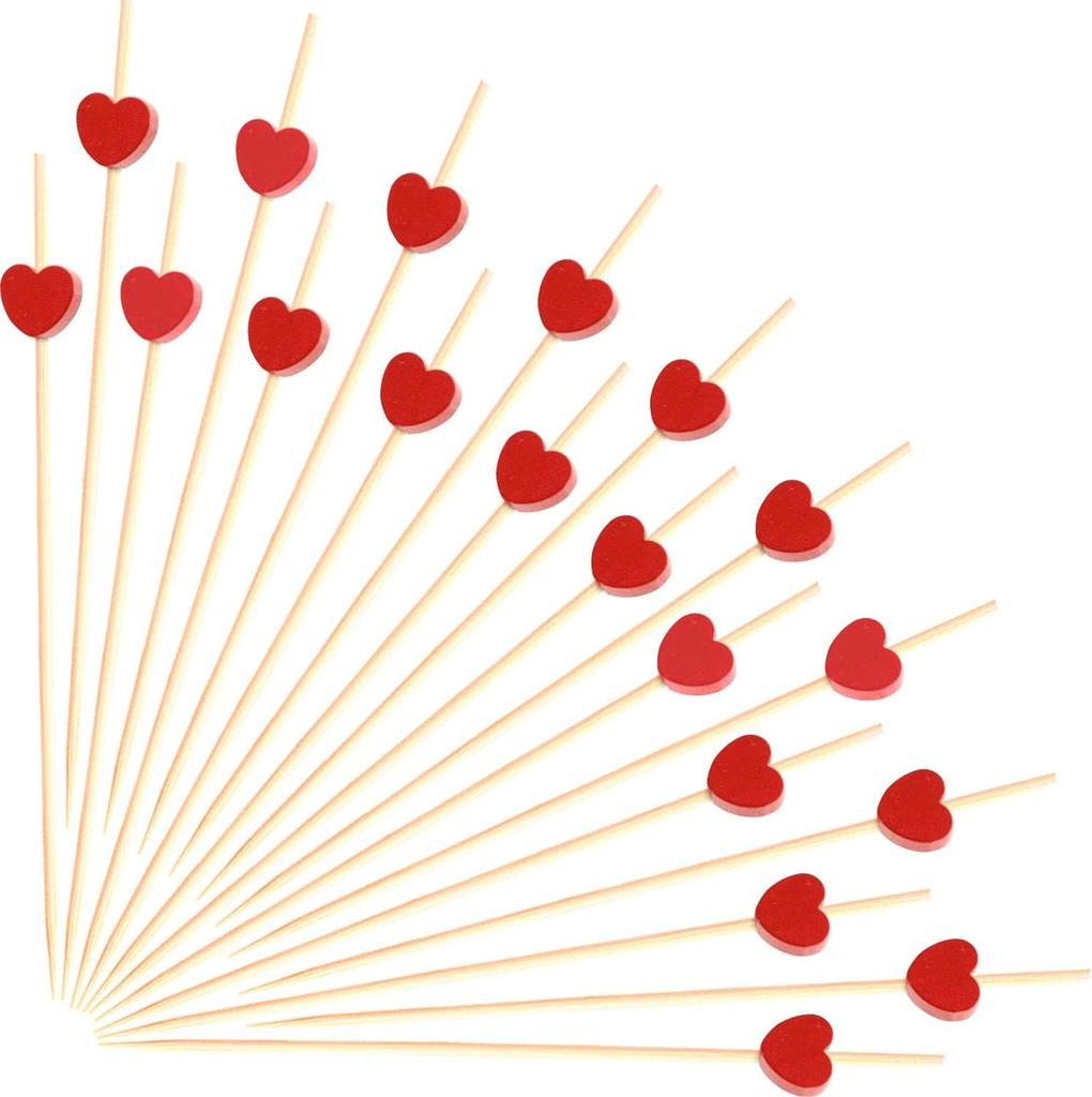 100 Long Red Cocktail Picks, Toothpicks, Sandwiches, Appetizers, And Cooked Skewers Suitable For Birthdays And Weddings