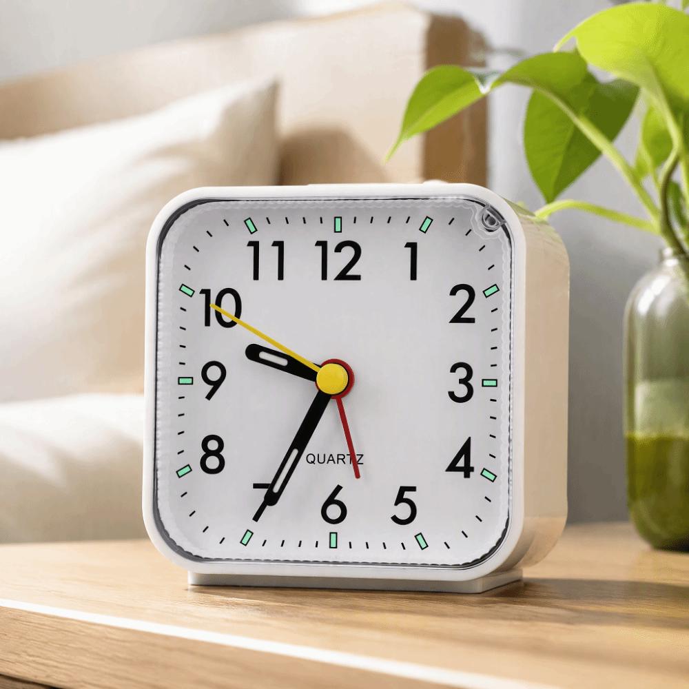 3.15in Silent Alarm Clock ABS Bedside Alarm Clock Small Desk Alarm Clock  for Bedside Desk