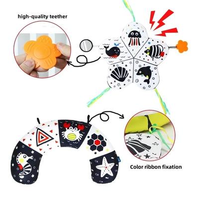 Tummy Time Pillow with Crinkle Mat Teether High Contrast Baby Toys Montessori Sensory Crawling Toy for Infant Newborn 0 12 Month