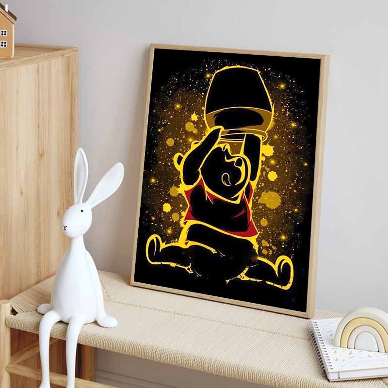Disney 5D DIY Diamond Painting Winnie The Pooh Light and Shadow Art Illustration Full Round Diamond Mosaic CartoonCrossStitchArtPaintingHomeDecoration