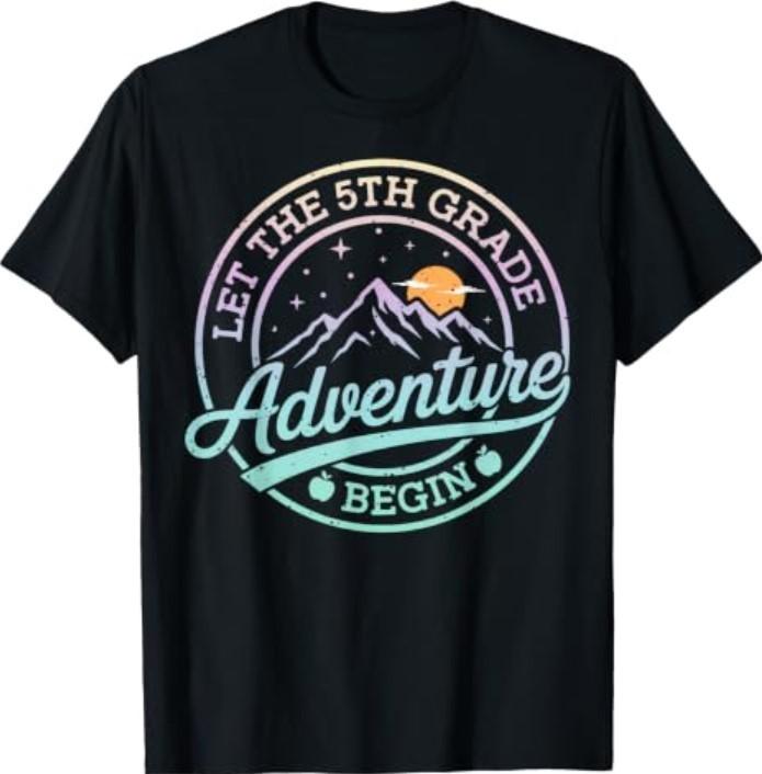 Let The 5th Grade Adventure Begin Retro First Day of School T-Shirt