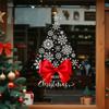 Large Christmas Window Sticker with Red Bow and Snowflakes, Holiday Party Decoration Atmosphere Arrangement Home Decoration