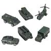 Assorted Diecast Military Vehicles 6 Pack - Tank, Transporter, Armored Car, Helicopter - for Boys Kids Age 3+