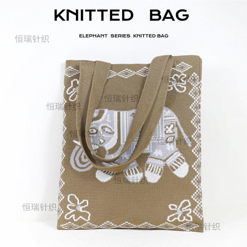 Elephant Xishuangbanna knitted bag wind cartoon cute color matching big bag