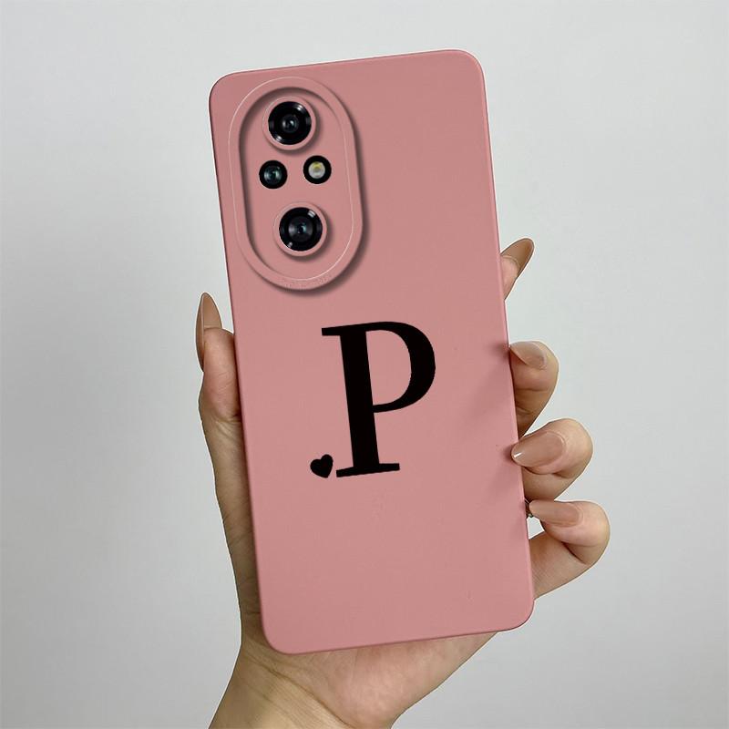 For Honor 200 Case Honor 200 Pro Phone Case Cute Initial Letters Square ShockProof Soft Silicone Back Cover Fundas Honor 200 Pro
