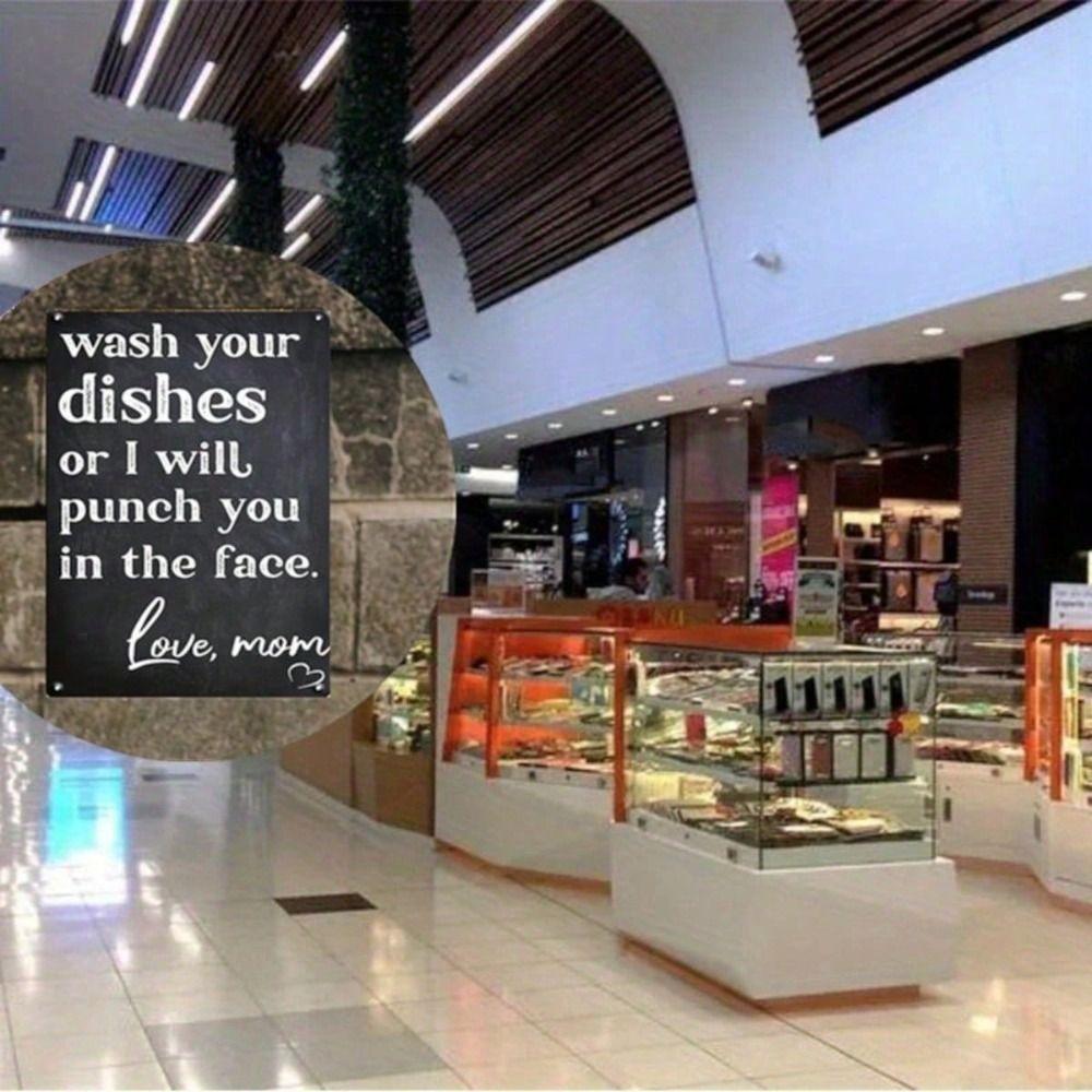 Metal Wall Sign Wash Your Dishes Funny Kitchen Decor Wooden Frame Gift for Women Mom Friend