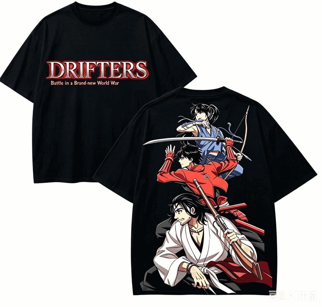 Drifters Anime Lover T-shirt Harajuku Cotton New Model High Street Oversized Unisex Retro Coup
