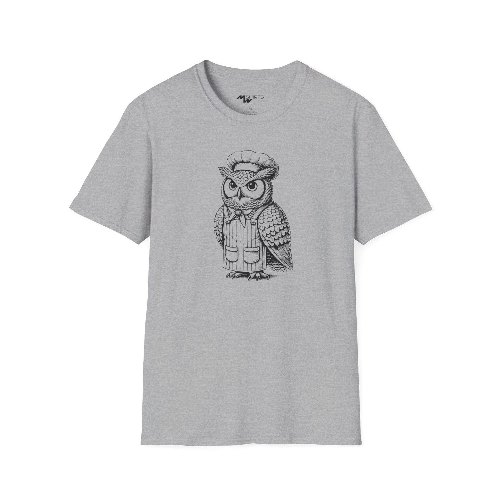 Engraved Owl Chef T-Shirt/ Unisex Softstyle T-Shirt 3XL