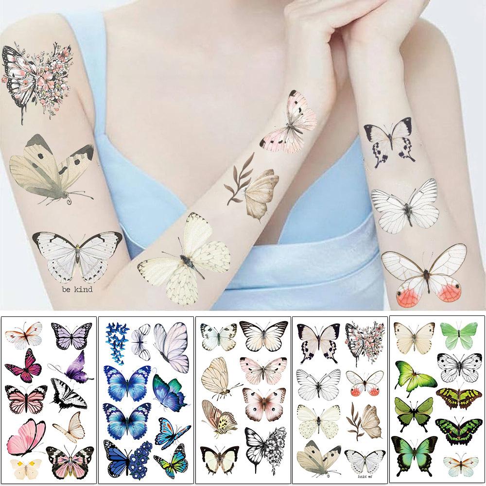 New Cartoon Colorful Butterfly Tattoo Stickers High-end Sense Boys and Girls Festival Party Children Temporary Tattoos