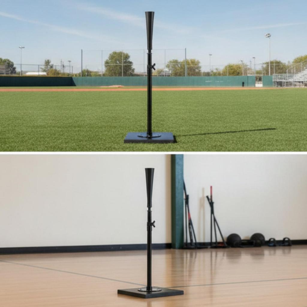 Batting Tee with Square Base Heavy-Duty Adjustable Stable Stand for