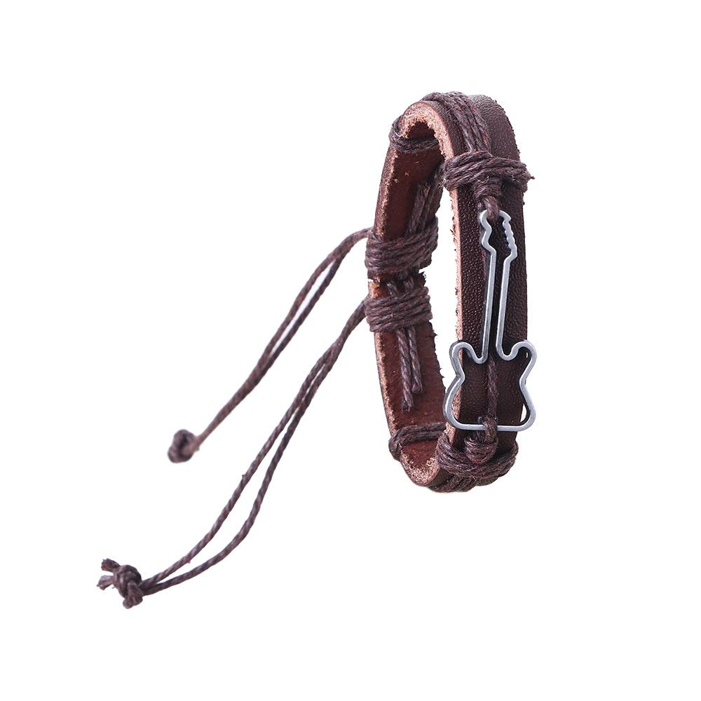 Zinc Zinc Alloy PU Leather Bracelets Men Antique Adjustable Wristbands Charm Guitar Bracelets Bangles Jewelry