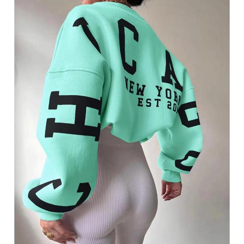 Leisure Letter Printed Sweatshirt Women's Fashion Brushed Long Sleeve Loose Hoodie Y2k Street Wear Autumn/Winter Women's Pullover
