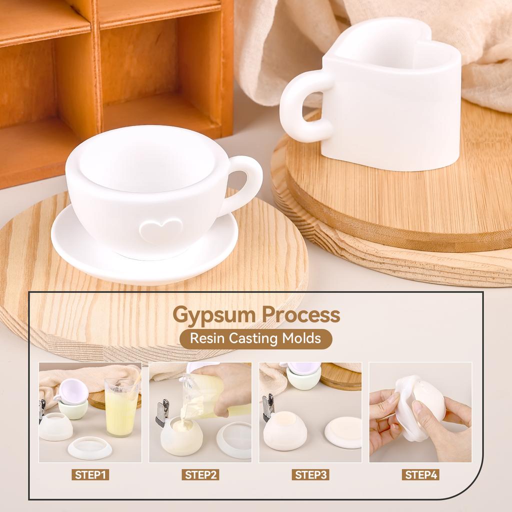 Liebe Teetasse Silikonform DIY Handgemacht Gips Zement Kaffeetasse Untertasse Keramik Epoxidharz Form 3D Kerzenbecher Form Heimdekoration