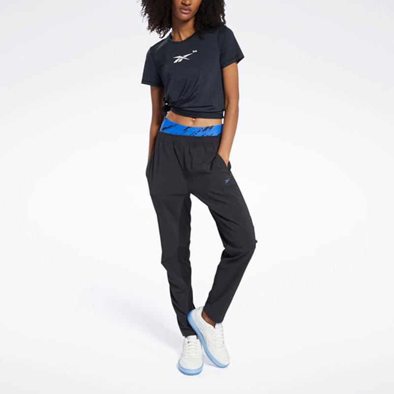 Reebok Tsr Ss Ac Tee Logo Print Moisture Wicking Round Neck Short Sleeve T-Shirt Women Tops Black GJ6191