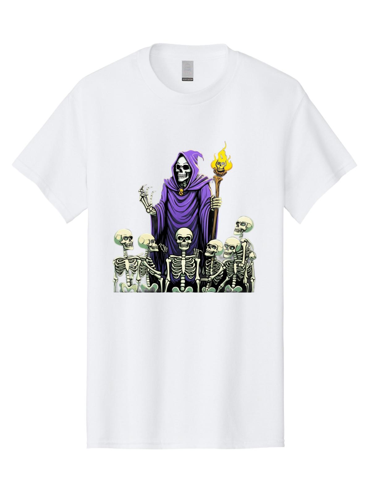 Grim-Reaper-With-Skeletons Mens Graphic Tee, 100% Cotton, Casual Summer Wear S разноцветный