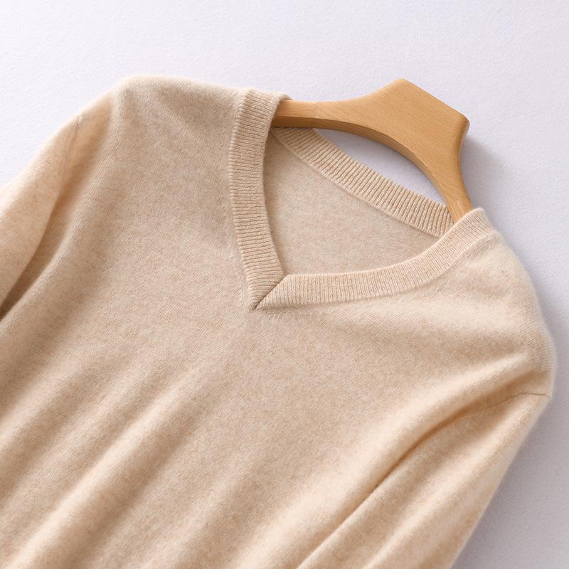 Men's Autumn Winter Knit Sweater V Neck Pullover Undershirt Casual Business Loose Fashion Solid Long Sleeve