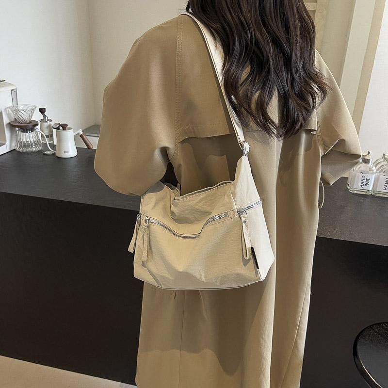 Dámská crossbody taška jednobarevná taška přes rameno sportovní studentská taška do třídy taška s více kapsami