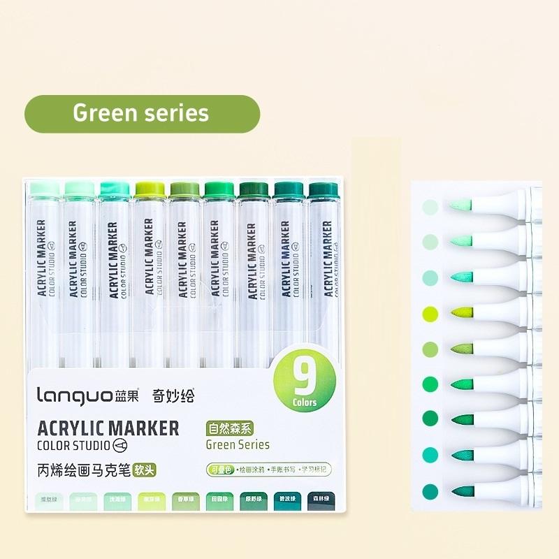 9pcs Color Studio Markers Set Soft Head Brush for Art Painting Drawing Manga Sketch Rocks Fabric