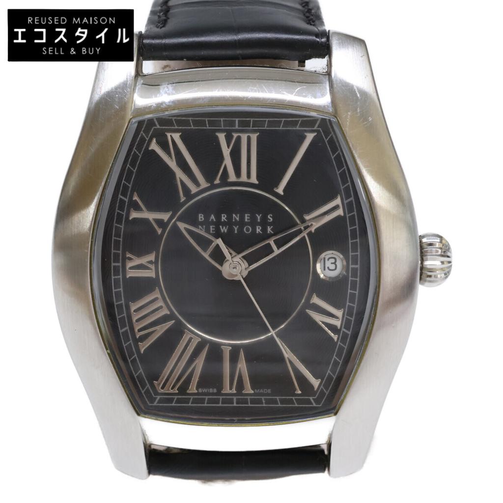 BARNEYS NEWYORK ETA2824-2 Date See-through Back Mechanical Automatic Watches Silver / BlackUsed
