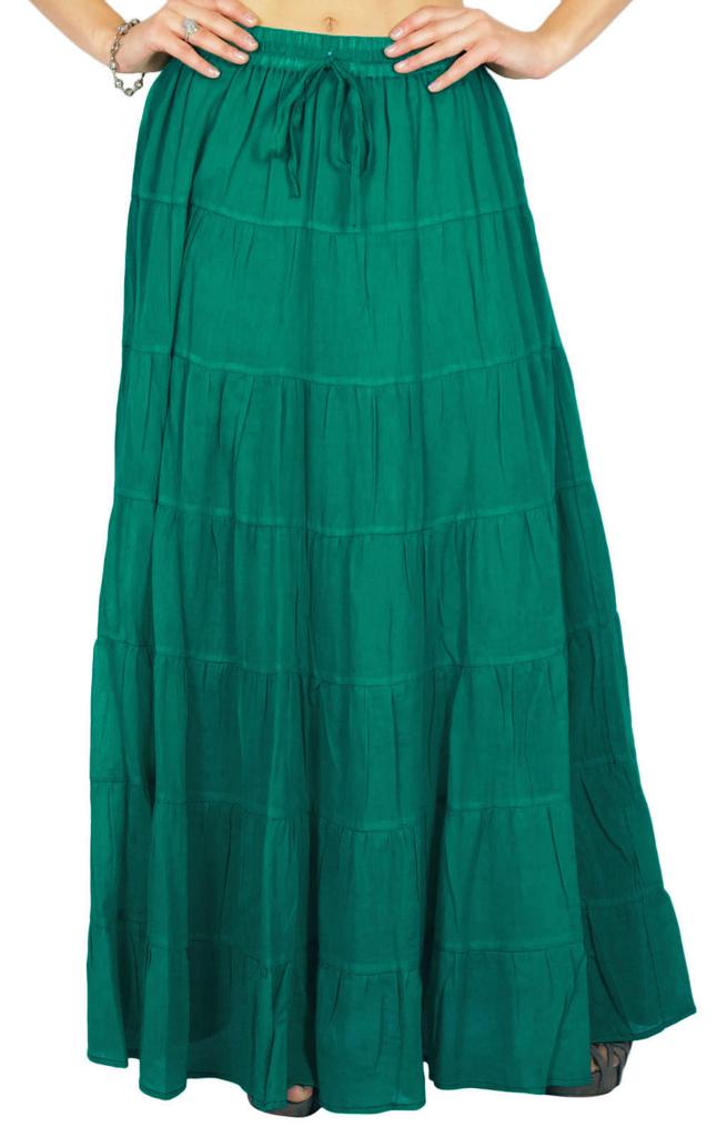 Phagun Damen Sommer Baumwolle Ziegelrot Rock Ethnisches Design Kordelzug Taille -
