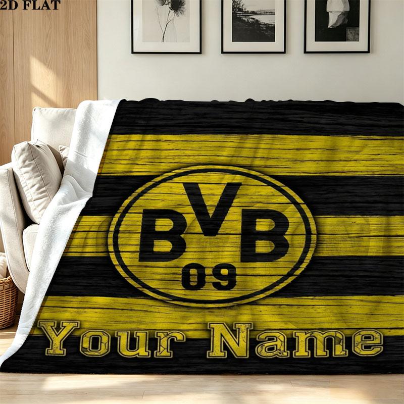 1PC Borussia Custom Name Patterned Flannel Blanket Suitable For All Seasons for Home Decor Warmth and Comfort Gifts Holiday Present