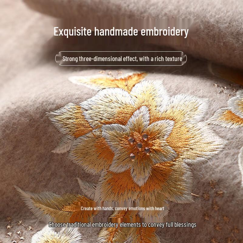 Hang Silu Pure Wool Embroidered Huayin Shawl Scarf