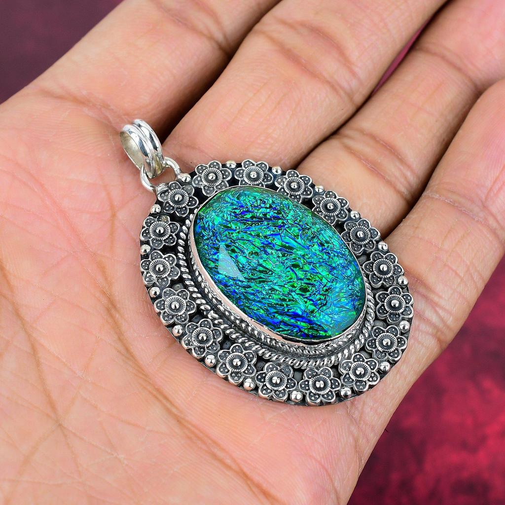 Green Triplet Opal Jewelry, 925 Solid Sterling Silver Pendant, Lovely Jewelry Wedding Gift ,Handmade Gemstone Jewelry Gift For Love