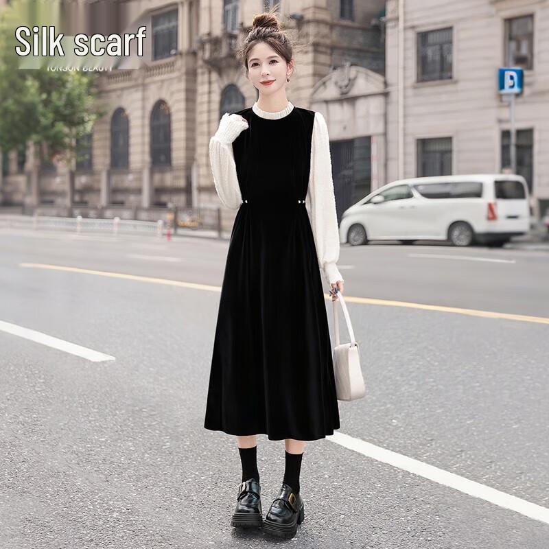 

Женское элегантное платье-пэчворк с цветными блоками, имитирующее двойку L