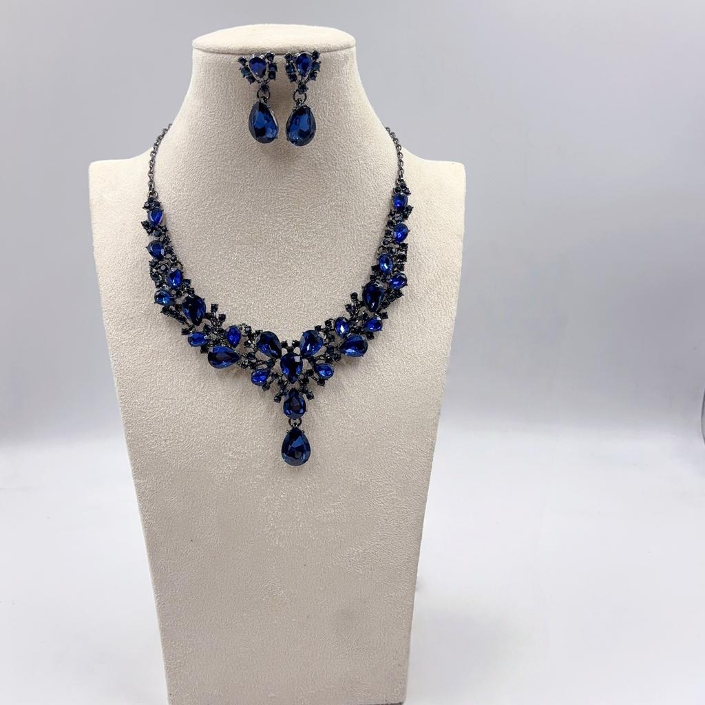 European and American cross-border Amazon bridal rhinestone necklace earrings set luxury fashion women's party and banquet accessories