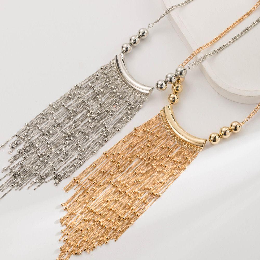 Tassel Bead Tassel Long Necklace Multi-layer Bohemian Style Necklace Long Sweater Chain  Gift