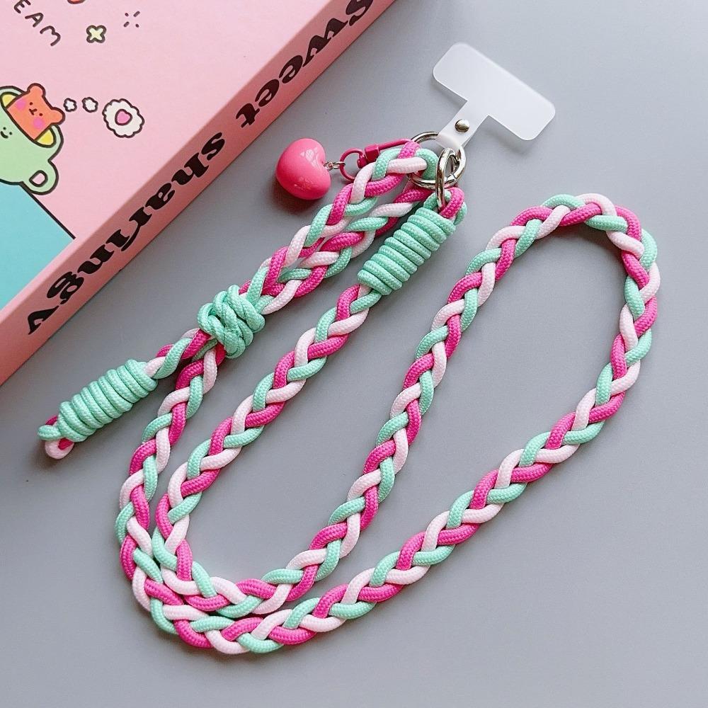 Braided Chain Mobile Phone Crossbody Lanyard Anti-lost Heart Crossbody Phone Strap