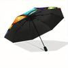 1pc Stained Glass Owl Compact Travel Umbrella, Automatic Folding Lightweight Windproof 8-Bone Reinforced Design,012148