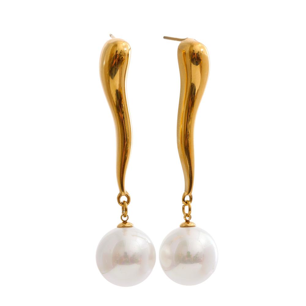 

Yhpup Stainless Steel Simulated Pearls Drop Dangle Earrings Hypoallergenic Metal Trending Elegance Fashion Waterproof Jewelry