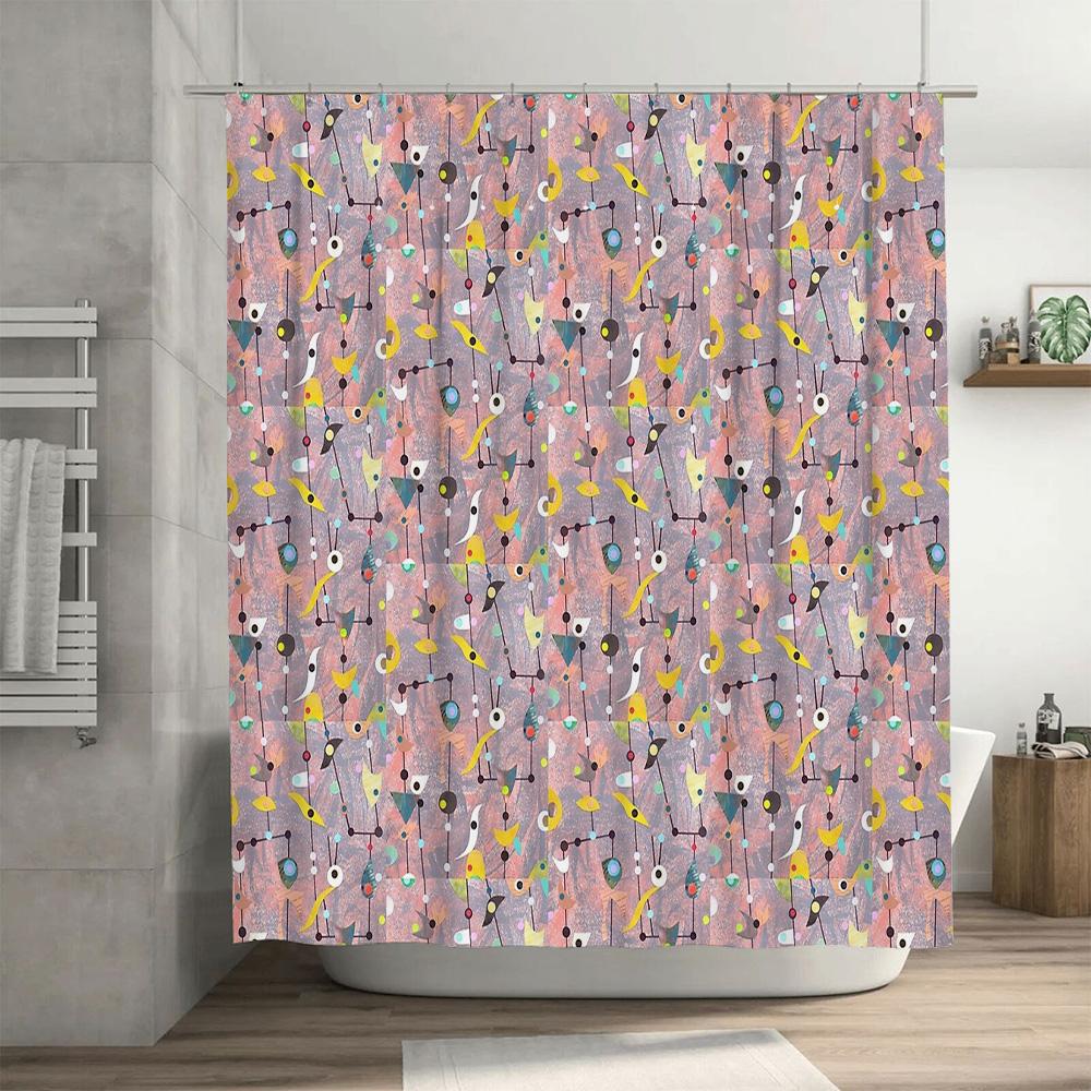 Abstract Shower Curtain Modern Art Bathroom Decor Geometric Pattern Washable Fabric Liner Stylish Home Textile